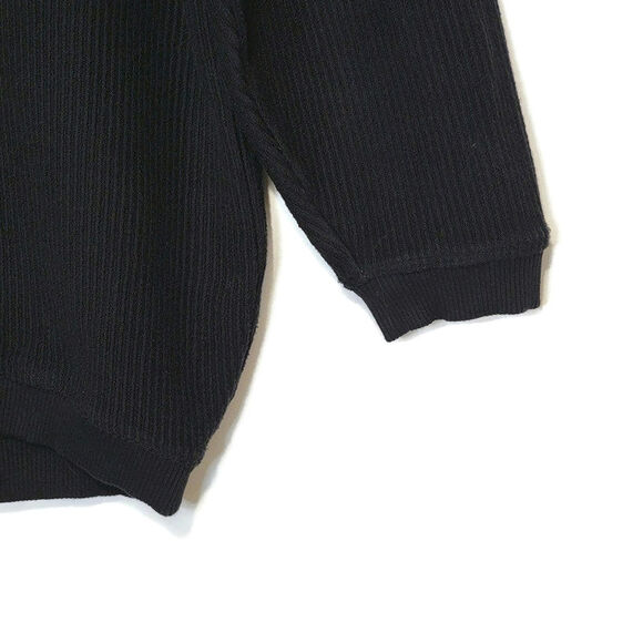 Aerie Black Ribbed Quarter Zip Sweatshirt Oversized Relaxed Fit Cozy Fall Size S - Picture 5 of 12